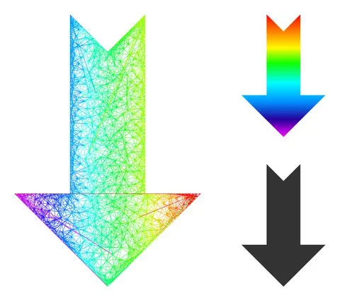 Spectral Net Gradient Arrow Down Icon 库存插图