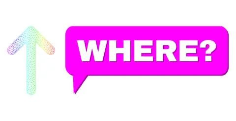 Spectral Net Gradient Arrow Up Icon and Where? Speech Bubble with Shadow Stock Illustration