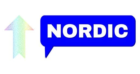 Spectral Net Gradient Arrow Up Icon and Nordic Chat Bubble with Shadow イラスト素材