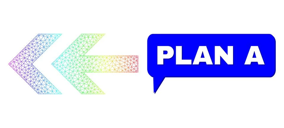 Spectral Net Gradient Arrow Left Icon and Plan A Conversation Cloud with Shadow 스톡 일러스트