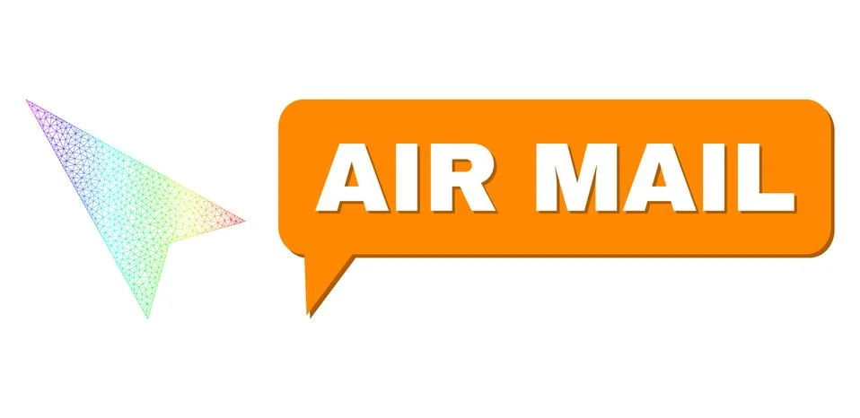 Spectral Net Gradient Arrowhead Left-Up Icon and Air Mail Chat Cloud with Shadow Illustrazione stock