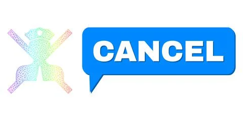 Spectral Net Gradient Cancel Policeman Icon and Cancel Speech Bubble with Shadow イラスト素材