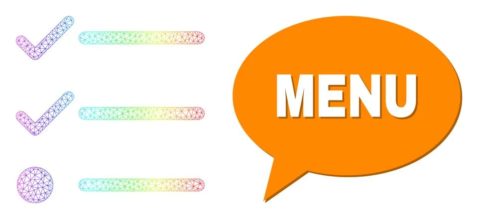 Spectral Net Gradient Checklist Icon and Menu Conversation Balloon with Shadow Ilustración de archivo