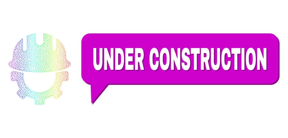 Spectral Net Gradient Development Hardhat Icon and Under Construction Speech 스톡 일러스트