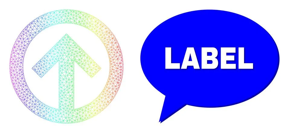 Spectral Net Gradient Direction Up Icon and Label Speech Balloon with Shadow イラスト素材