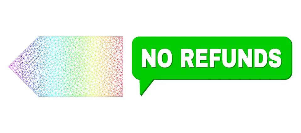 Spectral Net Gradient Direction Left Icon and No Refunds Message Cloud with イラスト素材