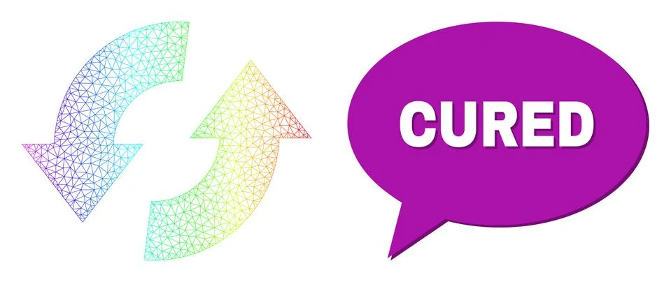 Spectral Net Gradient Exchange Arrows Icon and Cured Chat Bubble with Shadow イラスト素材