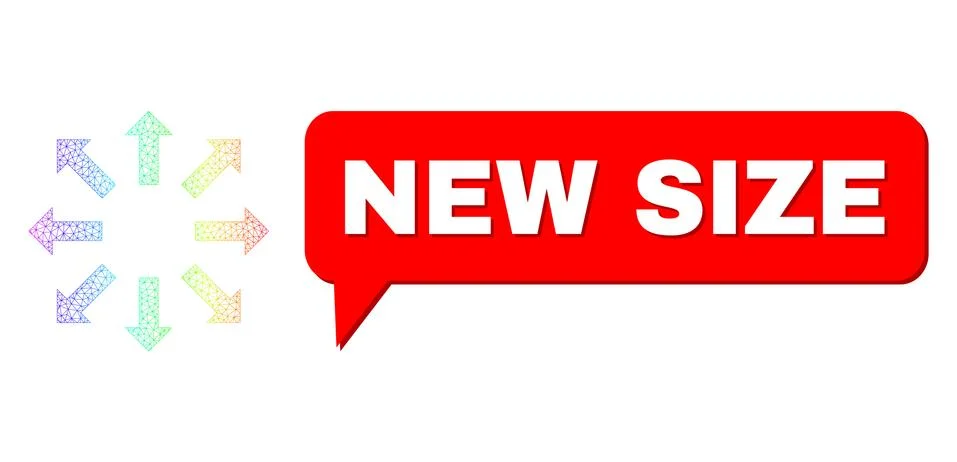 Spectral Net Gradient Explode Arrows Icon and New Size Message Frame with Shadow Stock Illustration