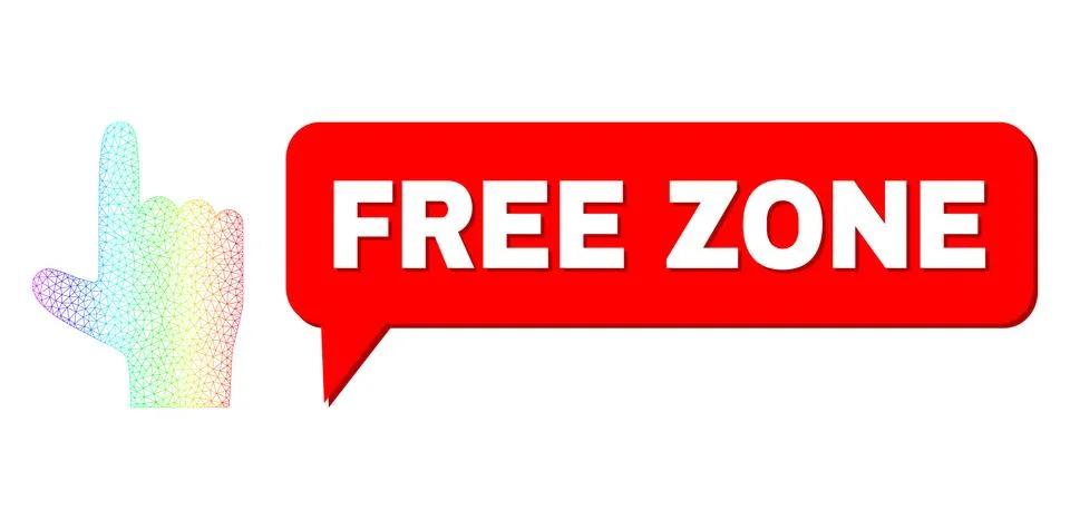 Spectral Net Gradient Hand Pointer Up Icon and Free Zone Speech Bubble with 스톡 일러스트