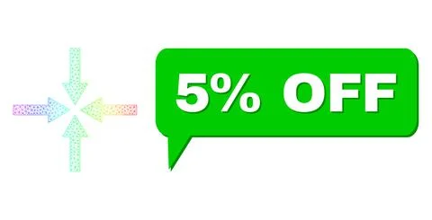 Spectral Net Gradient Impact Arrows Icon and 5% Off Speech Bubble with Shadow Stockillustratie