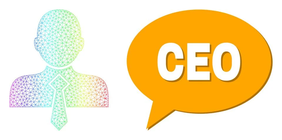 Spectral Net Gradient Office Man Icon and Ceo Speech Balloon with Shadow イラスト素材