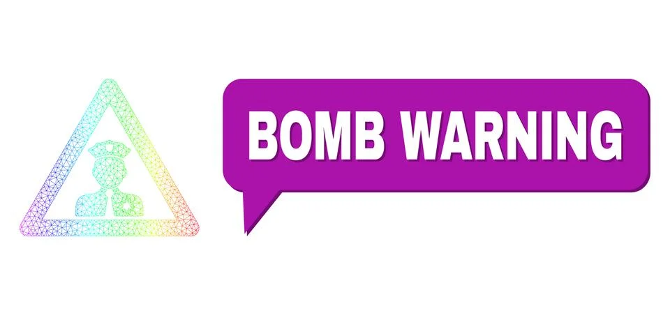 Spectral Net Gradient Policeman Warning Icon and Bomb Warning Conversation イラスト素材