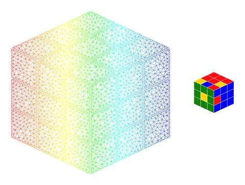 Spectral Net Gradient Puzzle Cube Icon Illustrazione stock