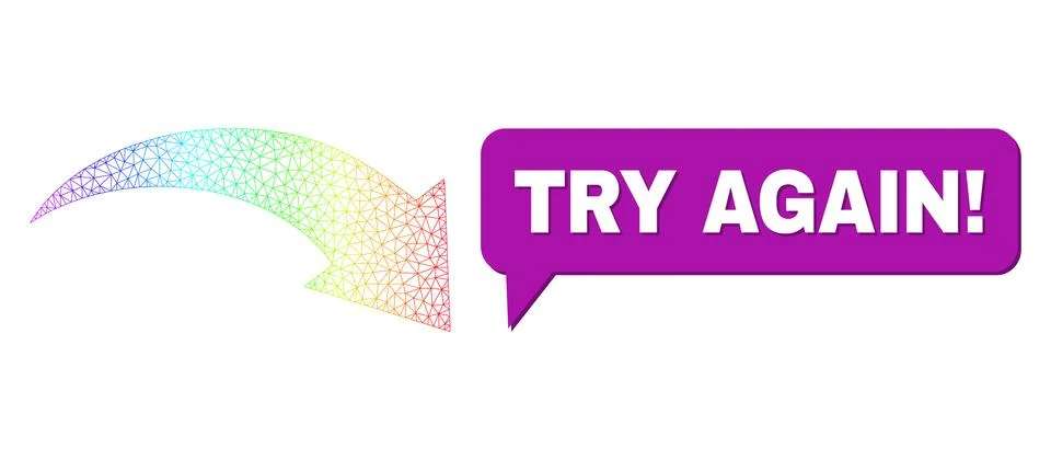 Spectral Net Gradient Redo Icon and Try Again! Chat Cloud with Shadow Stock Illustration