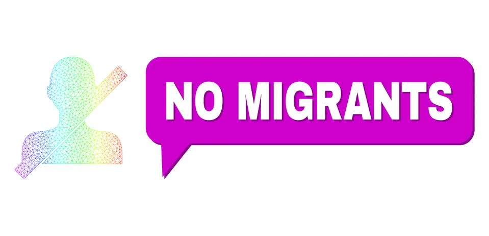 Spectral Net Gradient Restricted Boy Icon and No Migrants Chat Cloud with Shadow Stock Illustration
