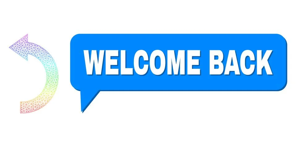 Spectral Net Gradient Rotate Left Icon and Welcome Back Chat Cloud with Shadow Stock Illustration