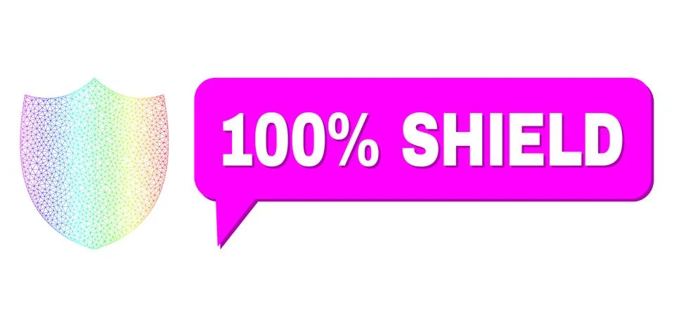 Spectral Net Gradient Shield Icon and 100% Shield Chat Balloon with Shadow イラスト素材