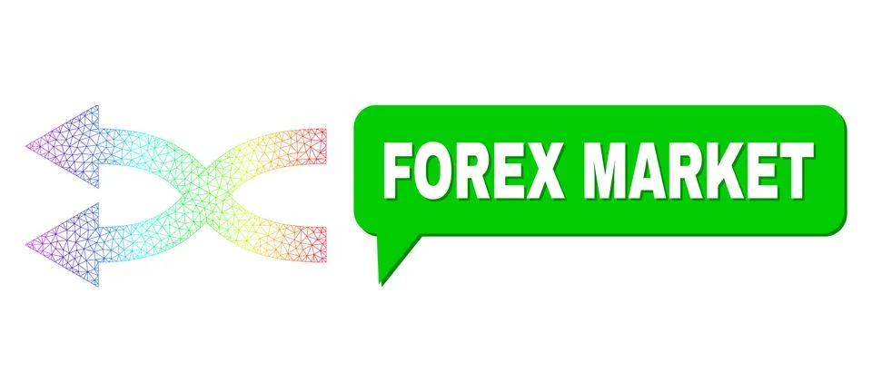 Spectral Net Gradient Shuffle Arrows Left Icon and Forex Market Speech Frame Stock Illustration