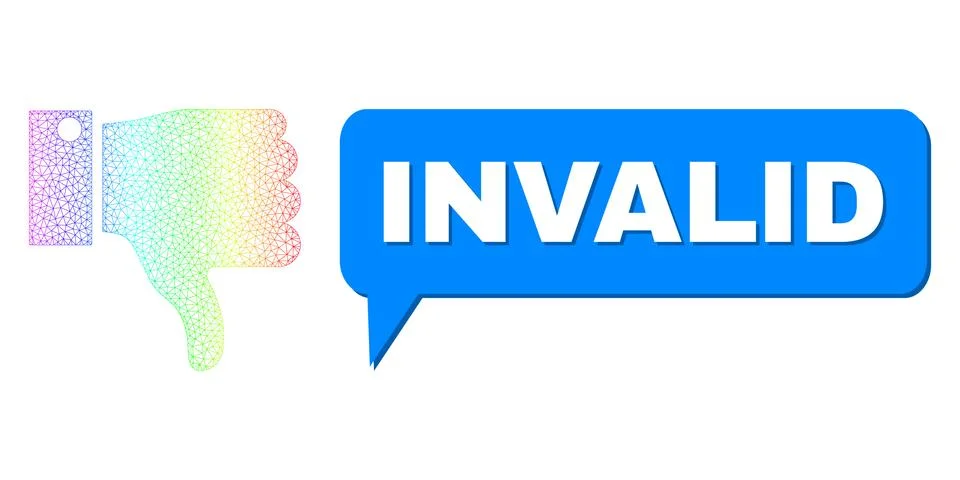 Spectral Net Gradient Thumb Down Icon and Invalid Chat Cloud with Shadow Stock Illustration