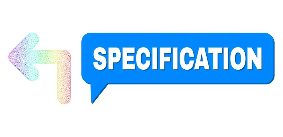 Spectral Net Gradient Turn Left Icon and Specification Speech Bubble with Shadow イラスト素材