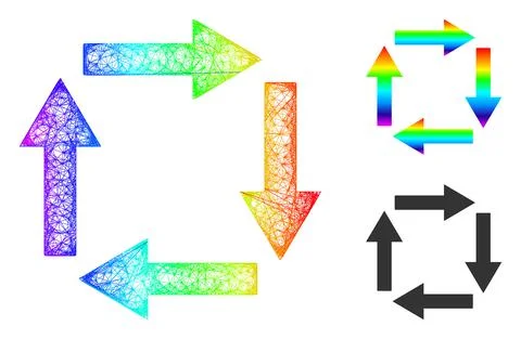 Spectral Net Mesh Gradient Circulation Arrows Icon Illustrazione stock