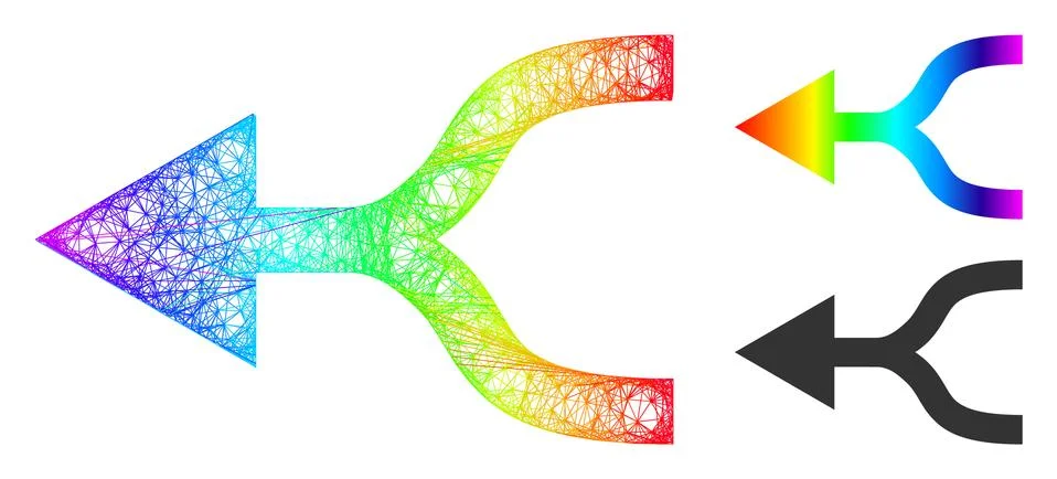 Spectral Net Mesh Gradient Combine Arrow Left Icon 스톡 일러스트