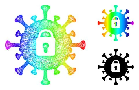 Spectral Net Mesh Gradient Covid Lockdown Icon Stock Illustration