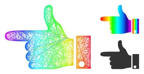 Spectral Net Mesh Gradient Hand Pointer Left Icon Stock Illustration