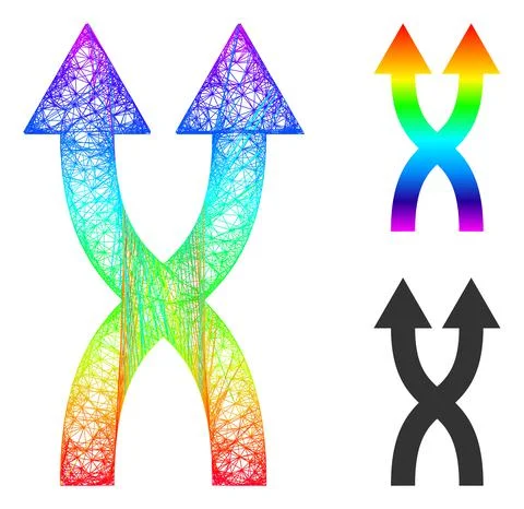 Spectral Net Mesh Gradient Shuffle Arrows Up Icon Illustrazione stock