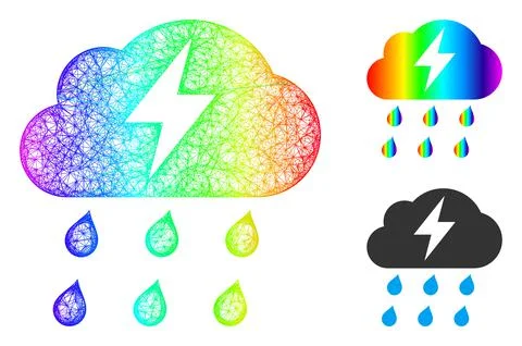 Spectral Net Mesh Gradient Thunderstorm Icon Stock-Illustration