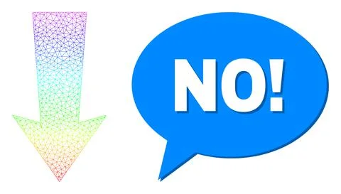 Spectral Network Gradient Arrow Down Icon and No! Message Bubble with Shadow イラスト素材
