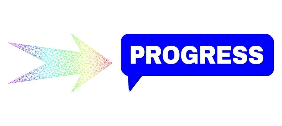 Spectral Network Gradient Arrow Right Icon and Progress Message Cloud with Illustrazione stock