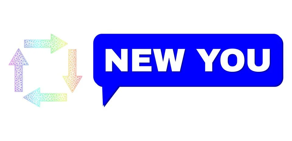 Spectral Network Gradient Circulation Arrows Icon and New You Chat Cloud with Stockillustratie