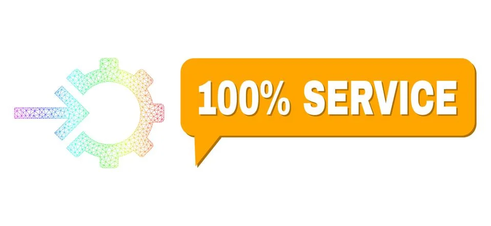 Spectral Network Gradient Cog Integration Icon and 100% Service Message Bubble Stockillustratie