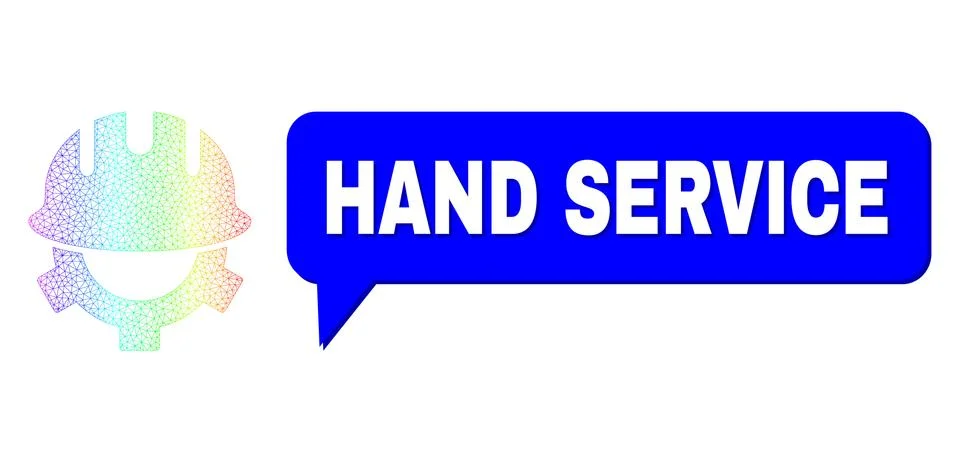 Spectral Network Gradient Development Helmet Icon and Hand Service Chat Cloud Stock Illustration