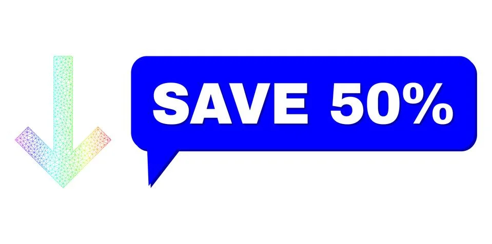 Spectral Network Gradient Down Arrow Icon and Save 50% Conversation Cloud with イラスト素材