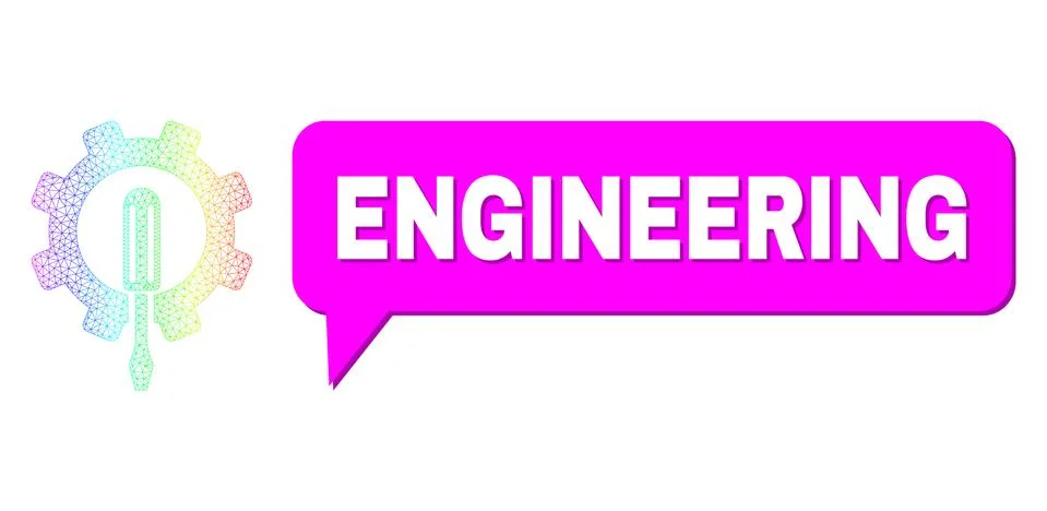 Spectral Network Gradient Engineering Icon and Engineering Chat Bubble with Stock Illustration