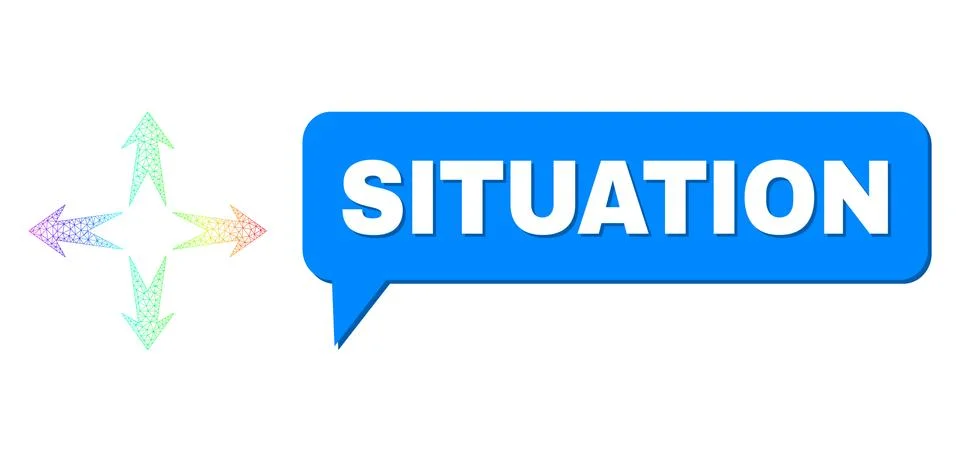 Spectral Network Gradient Expand Arrows Icon and Situation Message Balloon with Stock Illustration