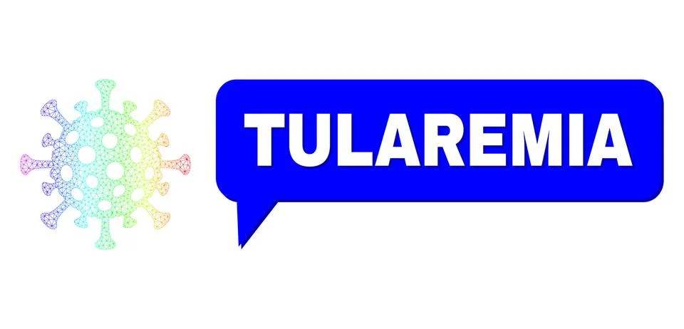 Spectral Network Gradient Flu Virus Icon and Tularemia Chat Cloud with Shadow イラスト素材