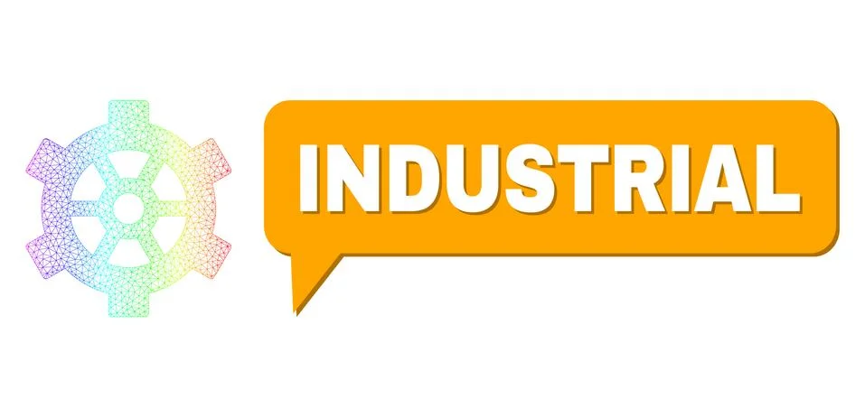Spectral Network Gradient Gear Icon and Industrial Message Balloon with Shadow Illustrazione stock