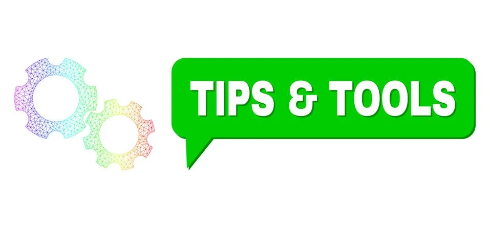 Spectral Network Gradient Gears Icon and Tips &amp; Tools Chat Bubble with Shadow Stockillustratie