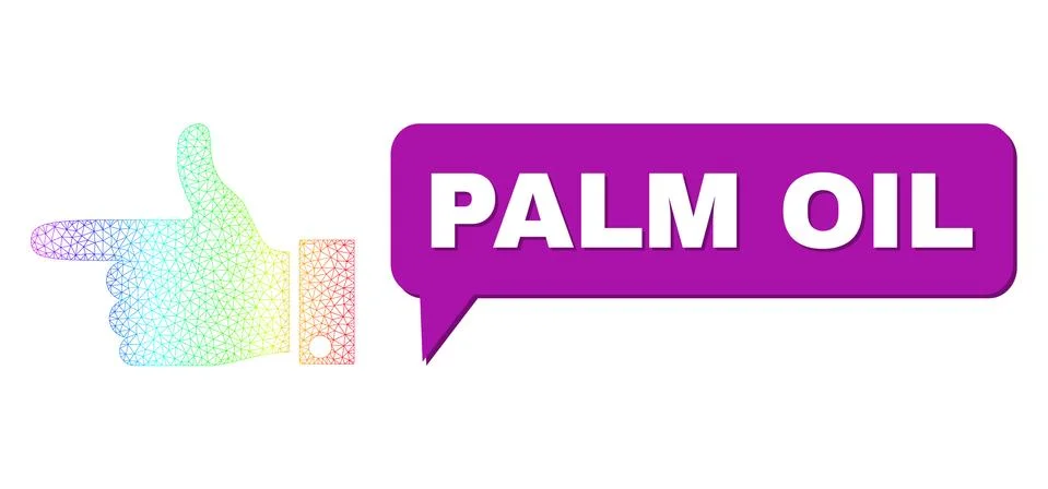 Spectral Network Gradient Hand Pointer Left Icon and Palm Oil Chat Cloud with イラスト素材