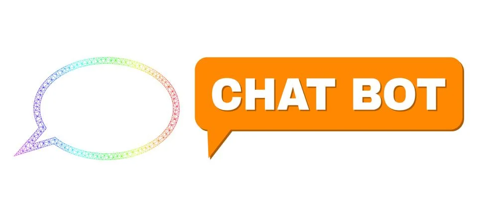Spectral Network Gradient Hint Cloud Icon and Chat Bot Chat Bubble with Shadow Illustrazione stock