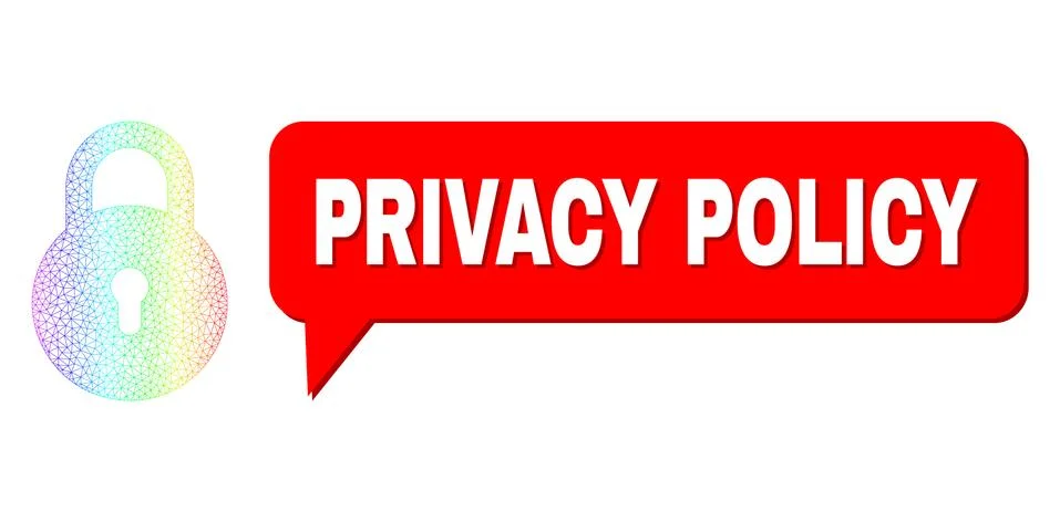 Spectral Network Gradient Locker Icon and Privacy Policy Chat Cloud with Shadow Stock Illustration