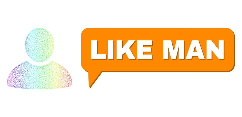 Spectral Network Gradient Man Icon and Like Man Chat Cloud with Shadow イラスト素材