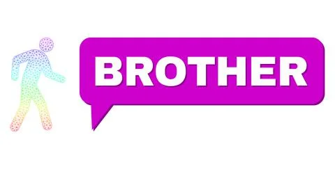 Spectral Network Gradient Pedestrian Icon and Brother Conversation Frame with Stock Illustration