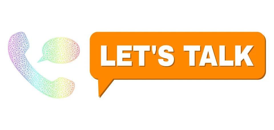Spectral Network Gradient Phone Message Icon and Let'S Talk Chat Cloud with イラスト素材