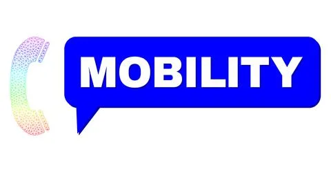 Spectral Network Gradient Phone Receiver Icon and Mobility Speech Bubble with Stock Illustration