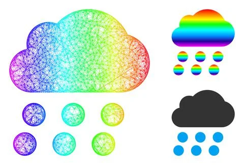 Spectral Network Gradient Rain Cloud Icon 스톡 일러스트