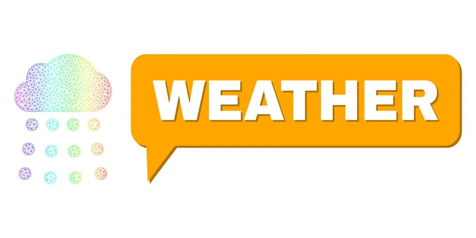 Spectral Network Gradient Rain Cloud Icon and Weather Speech Bubble with Shadow 스톡 일러스트
